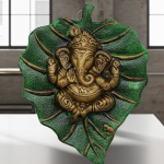 Aluminum Showpiece Ganesh Patta Green Color Statue