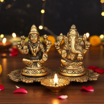 Showpiece Aluminium Laxmi Ganesh Deepak