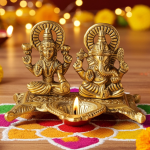 Showpiece Aluminium Laxmi Ganesh With Deepak