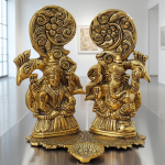 Aluminium Showpiece Peacock Laxmi Ganesh Statue