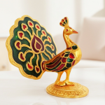 Aluminium Showpiece Peacock Meena Gold Statue