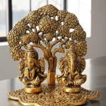 Showpiece Aluminium Laxmi Ganesh With Tree