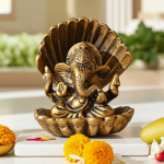 Aluminium  Showpiece Ganesh Ji in Seep Gold
