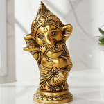 Aluminium  Showpiece Ganesh Ji Statue With Gold Finish