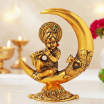 Aluminium Showpiece Krishna On Moon Statue