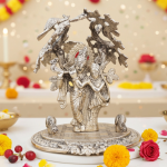 Aluminium Radha Krishna Idol – Silver Finish Religious Showpiece