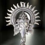 Aluminium Showpiece Ganesh Circle Wall Hanging Silver