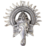 Aluminium Showpiece Ganesh Circle Wall Hanging Silver