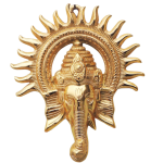 Aluminium Showpiece Ganesh Circle Wall Hanging Gold
