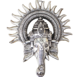 Aluminium Showpiece Ganesh Circle Wall Hanging Silver