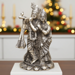 Aluminum Radha Krishna Idol – Premium Silver Finish Statue