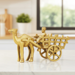 Brass Showpiece Camel Cart Without Roof Statue