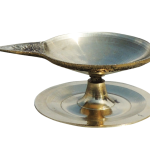 Brass Pandeep Plate Deepak, Oil Lamp No. 2  - Grand Design Diya for Temple Use