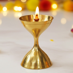 Brass Table Decor Oil Lamp Deepak  - Chain Hanging Brass Diya for Temple