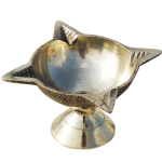 Brass Table Decor Oil Lamp Deepak 4 Wicks  - Traditional Brass Diya for Aarti