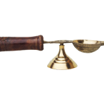 Brass Table Decor Oil Lamp Deepak With Wooden Handle  - Classic Brass Diya for Décor