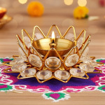 Brass Fancy Bowl Crystal Deepak No. 1