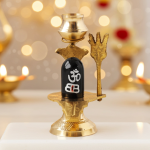 Brass Shivling With Black Stone – Size 0 Devotional Lingam