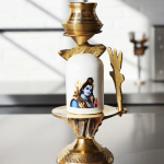 Brass Shivling With White Stone – Size 0 Sacred Lingam, 3