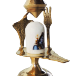 Brass Shivling With White Stone – Size 1 Traditional Lingam, 4 Inch