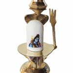 Brass Shivling With White Stone – Size 2 Devotional Lingam, 4
