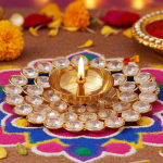 Brass Round Crystal Diya No. 2