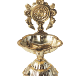 Brass Table Decor Oil Lamp, Shankh Deepak  - Antique Style Brass Oil Lamp for Décor