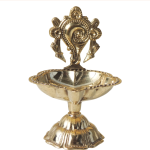 Brass Table Decor Oil Lamp, Shankh Deepak  - Conch Design Brass Oil Lamp for Puja