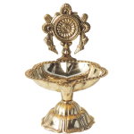 Brass Table Decor Oil Lamp, Shankh Deepak  - Devotional Deepak for Puja Rituals
