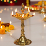 Brass Kerala Fancy Deepak, Oil Lamp No. 1  - Elegant Brass Deepak for Daily Puja