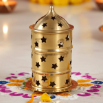 Brass Table Decor Oil Lamp, Deepak No. 2  - Designer Chain Lamp for Lighting