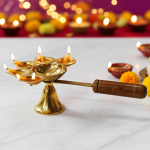 Brass Wooden Handle Panch Arti No. 4