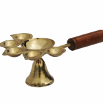 Brass Wooden Handle Panch Arti No. 4