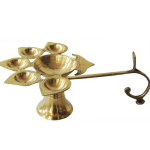 Brass Table Decor Oil Lamp Deepak 5 Wicks  - Premium Brass Deepak for Temple Lighting