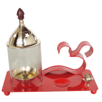 Brass & Iron Om Chimney Deepak Red No. 2