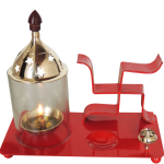 Iron & Brass Swastic Chimney Deepak In Red Color No. 2