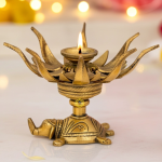 Brass Curved Metal Flower Candle Holder On Elephant