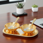 Aluminum Decorative 2 Bowl Set With Velvet Box