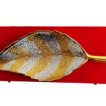 Brass Decorative Neem Leaf Two Tone Platter