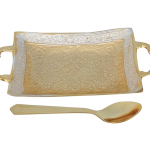 Brass Tray With Spoon Packed In Velvet Box