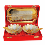 Brass Decorative 2 Bowl Set With Tray