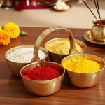 Brass Chokta Small 4 Bowl Combined