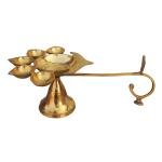Brass Table Decor Oil Lamp Deepak 5 Wicks  - Devotional Brass Diya for Spiritual Décor