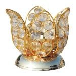 Brass Table Decor Oil Lamp Deepak With Crystal  - Antique Deepak for Aesthetic Décor
