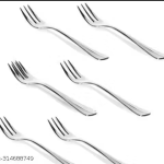 🍓 Stylish Stainless Steel Fruit Forks – Set of 6 Pieces (Small Size)