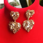 💖 Love Crystal Dangle Earrings – Asymmetric Shiny Big Heart Earrings for Women