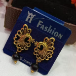 🌸 Traditional Peacock Design Gold-Plated Stud Earrings with Beads
