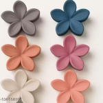 🌸 LetzShoppe Matte Flower Claw Hair Clips – Pack of 4