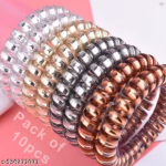 Spiral Hair Ties (12 Pcs) – No Crease Traceless Phone Cord Ponytail Holders, Matte Plastic Coil Scrunchies for Women & Girls