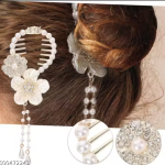 LETZSHOPPE Stylish Korean White Flower Juda Hair Claw – Elegant Hair Accessory for Women & Girls